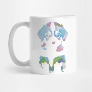 Cute puppy with abstract blue waves 1 Mug